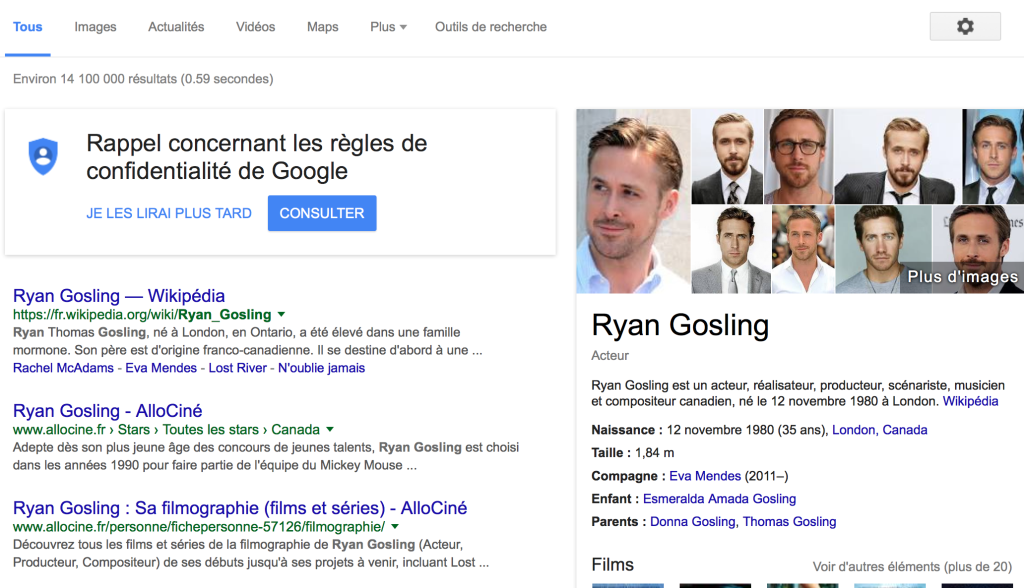 Ryan Gosling suppression des annonces